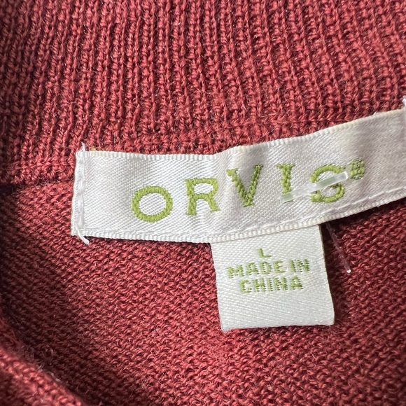 Orvis Mens  100% Merino Wool 1/4 Zip Pullover Sweater Large. 833 - Picture 2 of 3